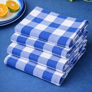 100% Cotton Quality Set of 4 Pack Kitchen Buffalo Check Plaid, Size 20''*30 Inch